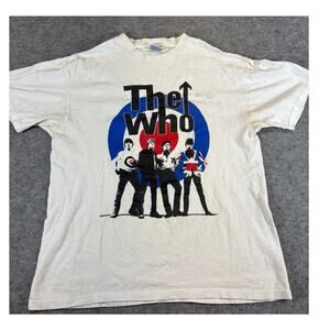 VINTAGE The Who Band Shirt Mens Medium White Graphic Rock Tee Streetwear Y2K